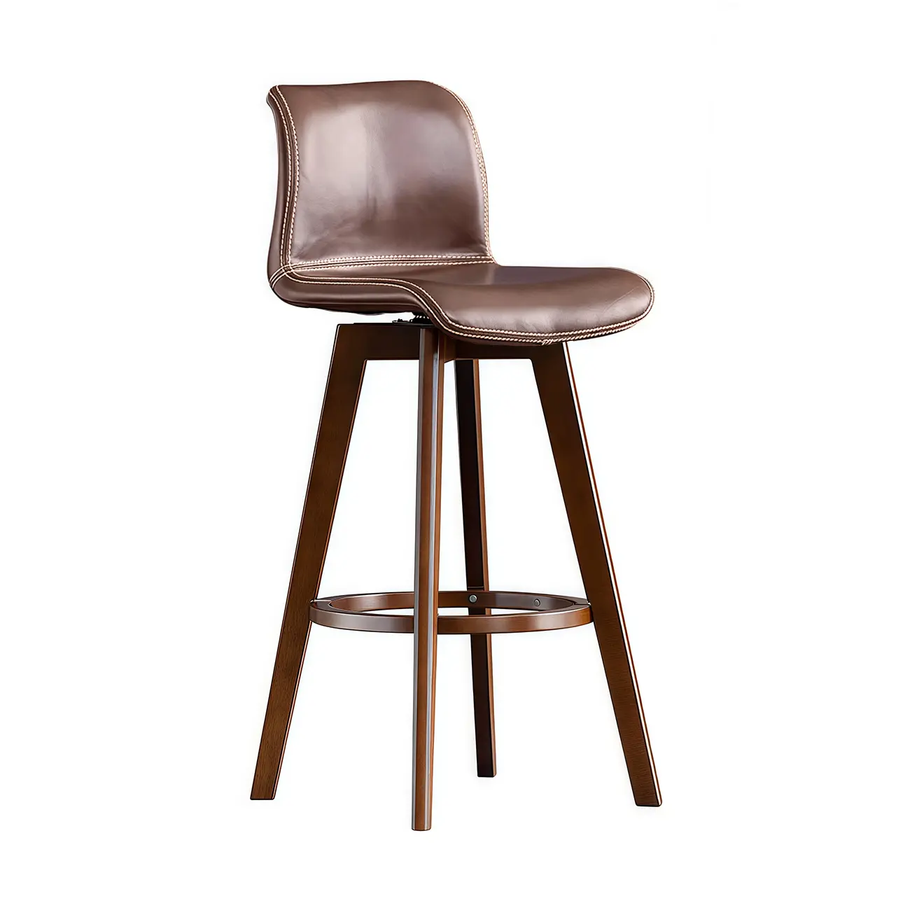 Mid-Century Distressed Leather Swivel Bar Stool with Back | homeyfad
