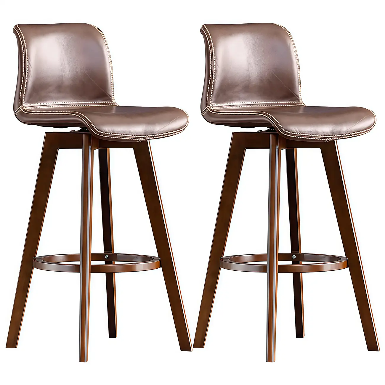 Modern Wooden Bar Stools with Cushioned Backrest for Kitchen Image - 12 | homeyfad