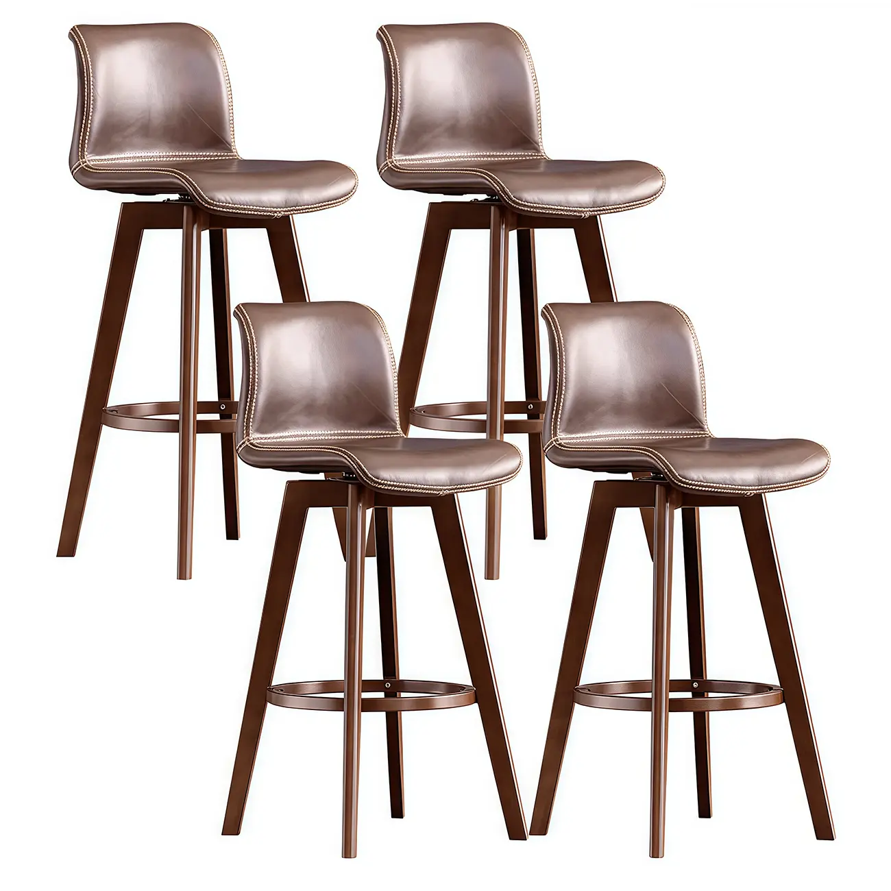 Modern Wooden Bar Stools with Cushioned Backrest for Kitchen Image - 13 | homeyfad