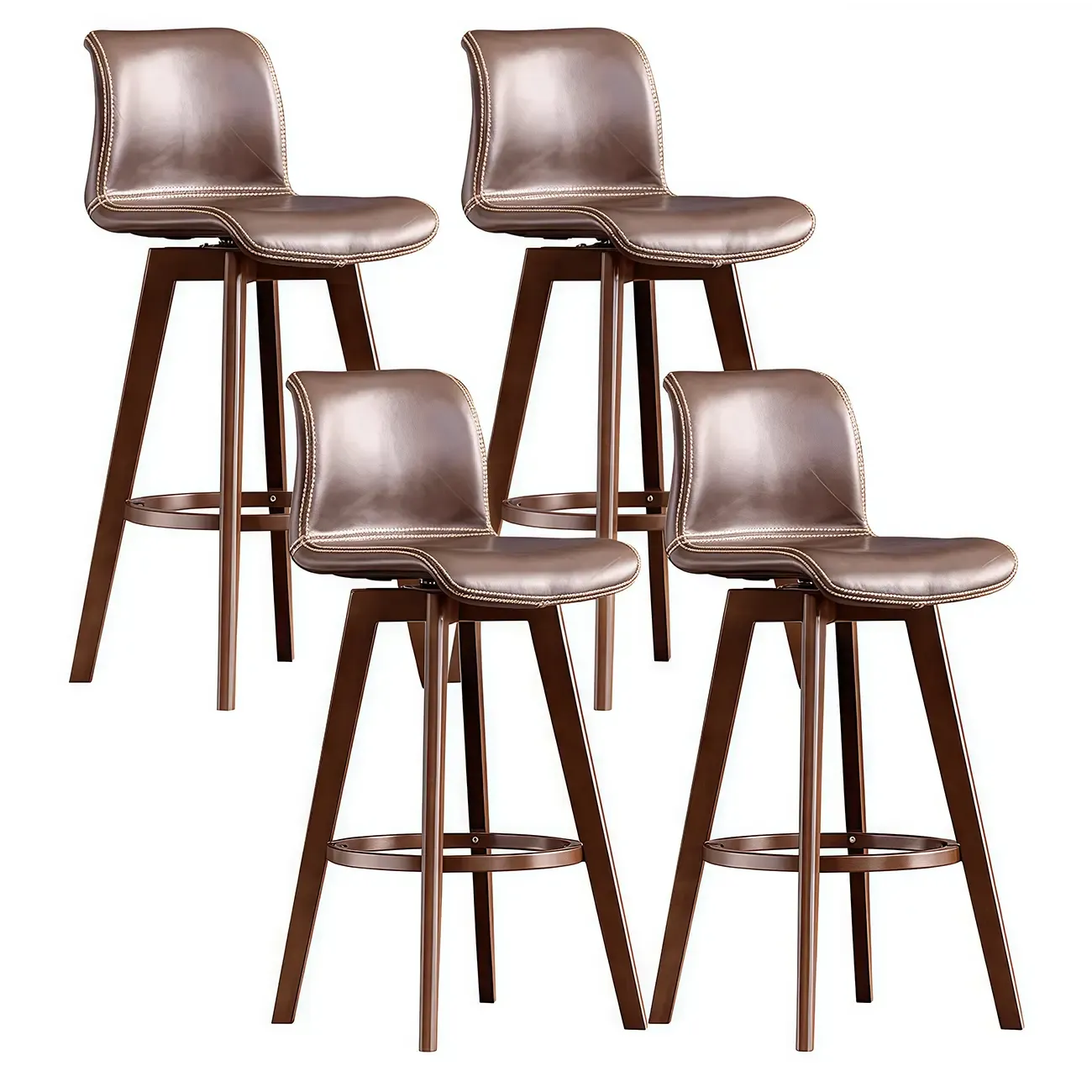 Modern Wooden Bar Stools with Cushioned Backrest for Kitchen Image - 13