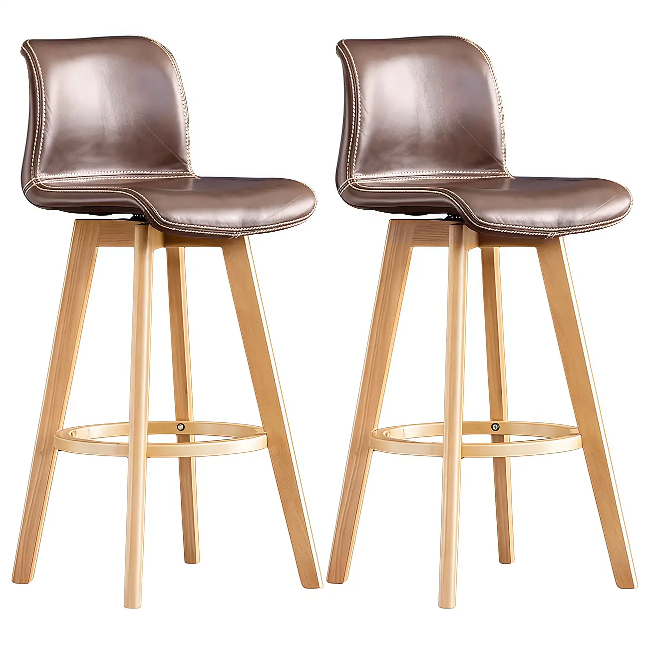 Modern Wooden Bar Stools with Cushioned Backrest for Kitchen Image - 16 | homeyfad