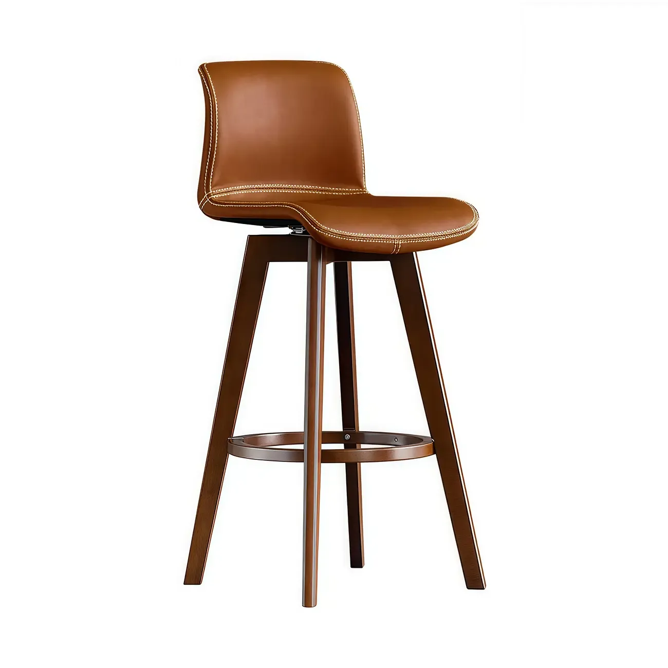 Modern Wooden Bar Stools with Cushioned Backrest for Kitchen Image - 17
