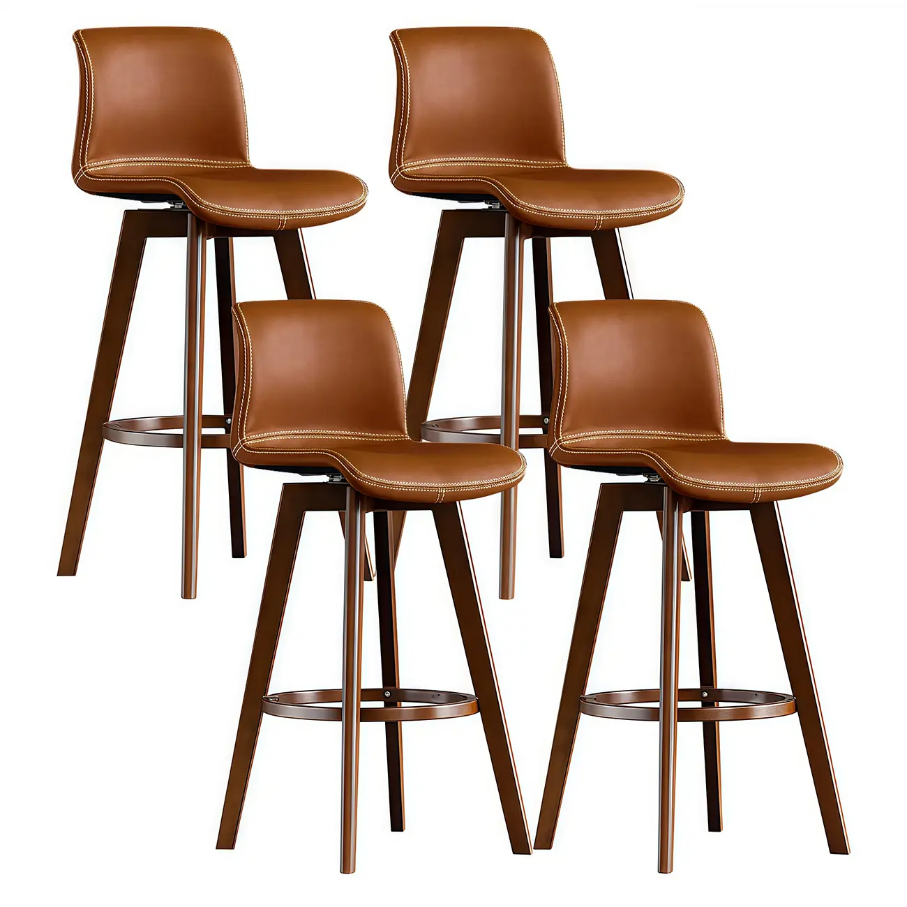 Mid-Century Distressed Leather Swivel Bar Stool with Back | homeyfad