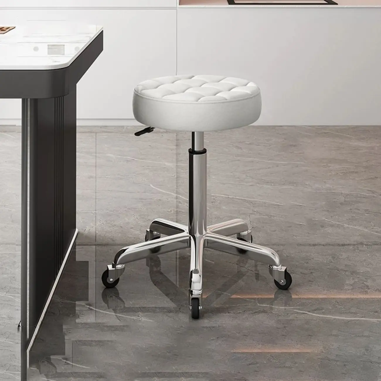 Stylish Upholstered Swivel Bar Stools with Backrest for Kitchen Image - 2 | homeyfad