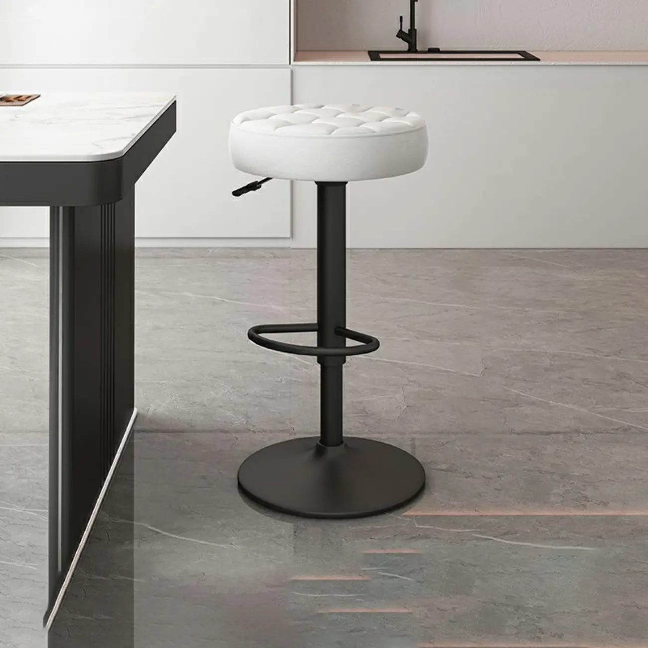 Stylish Upholstered Swivel Bar Stools with Backrest for Kitchen Image - 5 | homeyfad