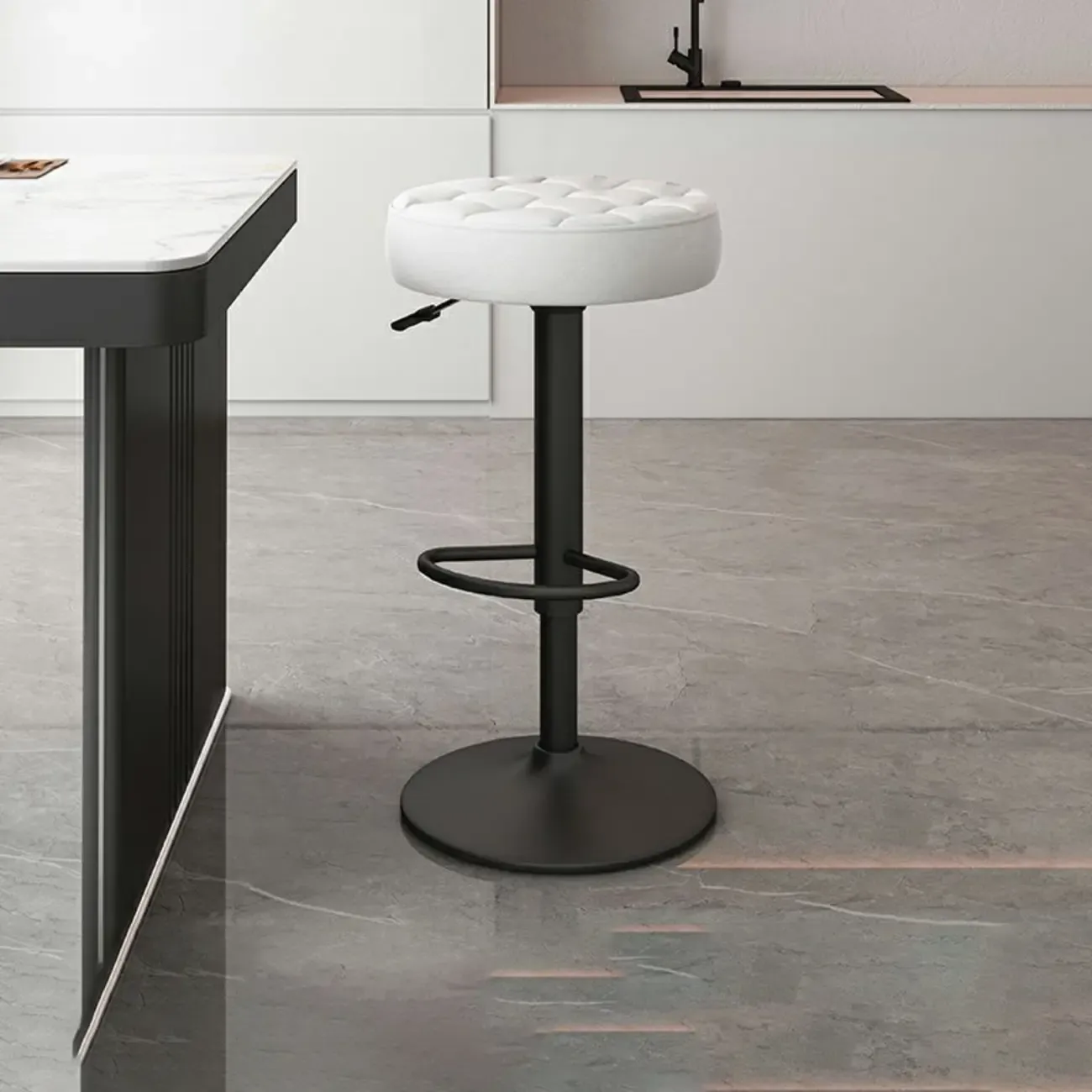 Stylish Upholstered Swivel Bar Stools with Backrest for Kitchen Image - 5