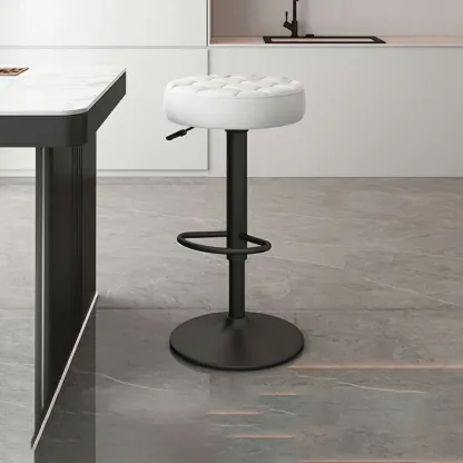 Stylish Upholstered Swivel Bar Stools with Backrest for Kitchen Image - 5