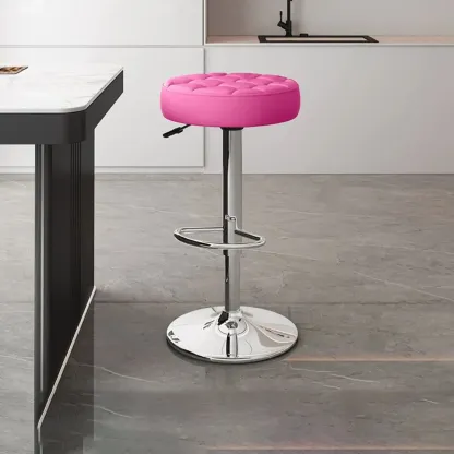 Stylish Upholstered Swivel Bar Stools with Backrest for Kitchen Image - 7