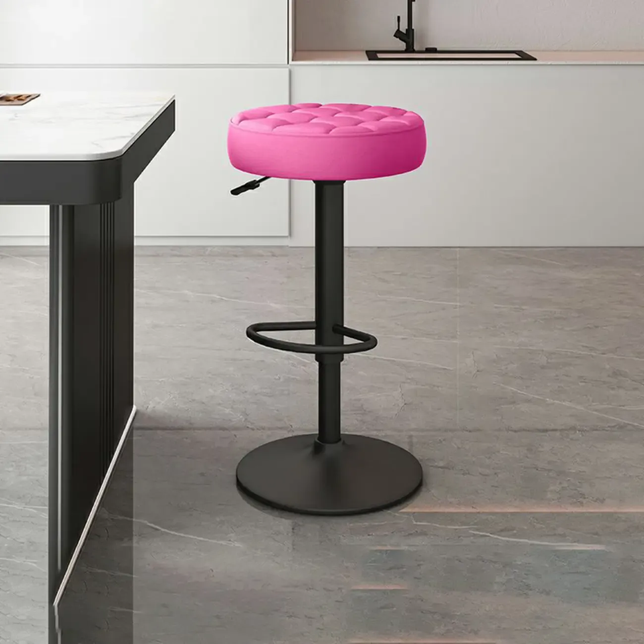 Stylish Upholstered Swivel Bar Stools with Backrest for Kitchen Image - 9