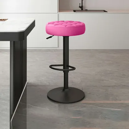 Stylish Upholstered Swivel Bar Stools with Backrest for Kitchen Image - 9