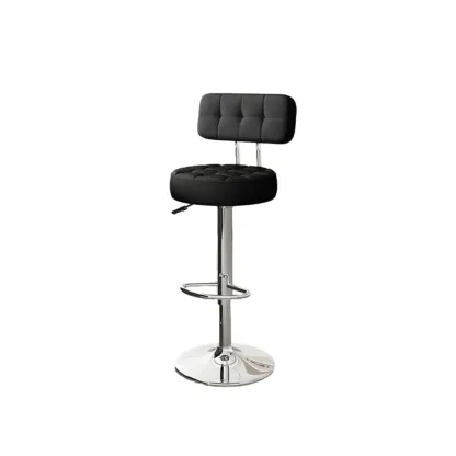 Stylish Upholstered Swivel Bar Stools with Backrest for Kitchen Image - 10