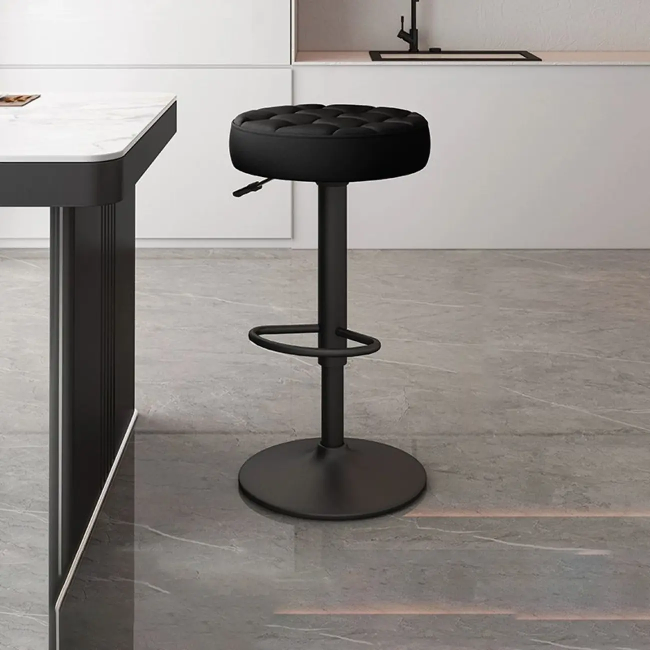 Stylish Upholstered Swivel Bar Stools with Backrest for Kitchen Image - 15 | homeyfad