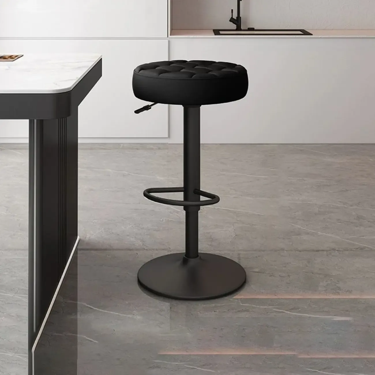 Stylish Upholstered Swivel Bar Stools with Backrest for Kitchen Image - 15