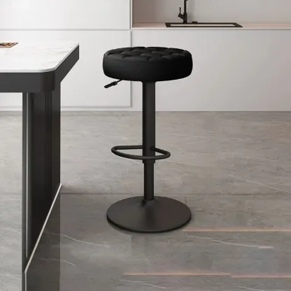 Stylish Upholstered Swivel Bar Stools with Backrest for Kitchen Image - 15