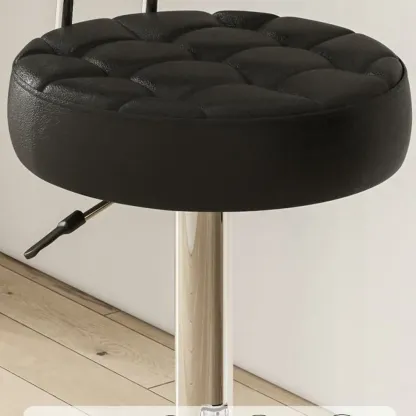 Stylish Upholstered Swivel Bar Stools with Backrest for Kitchen Image - 16