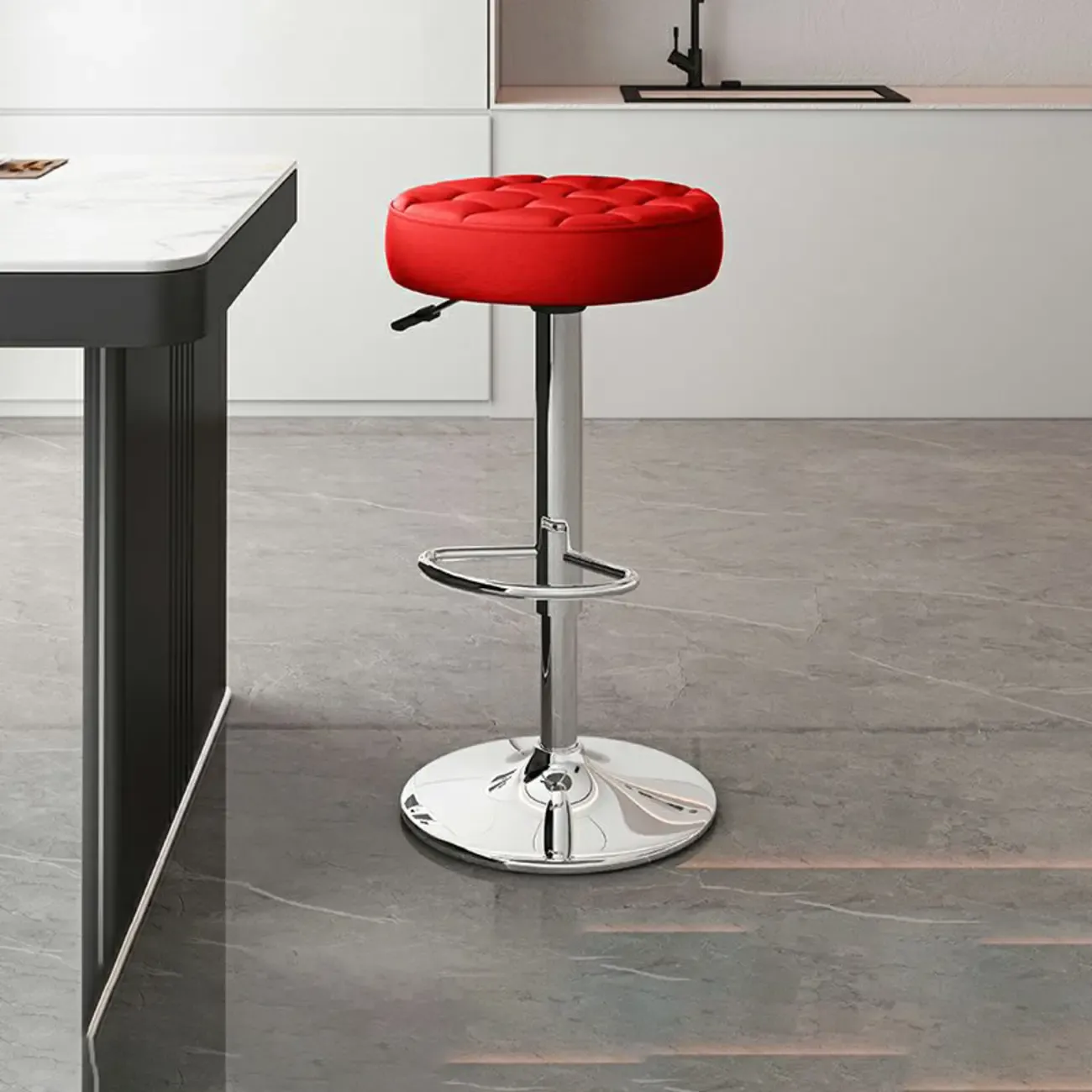 Stylish Upholstered Swivel Bar Stools with Backrest for Kitchen Image - 17
