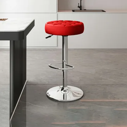 Stylish Upholstered Swivel Bar Stools with Backrest for Kitchen Image - 17