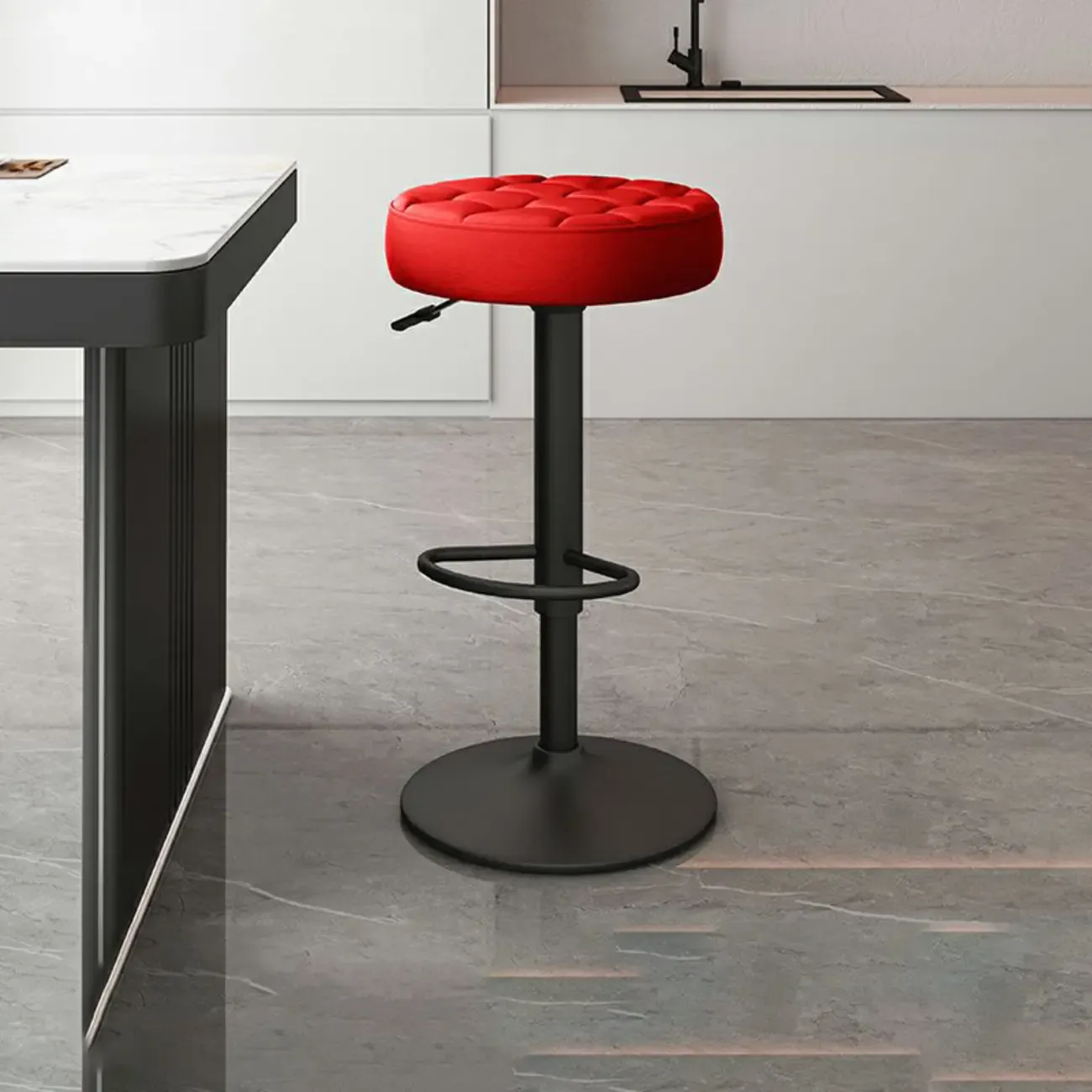 Stylish Upholstered Swivel Bar Stools with Backrest for Kitchen Image - 20