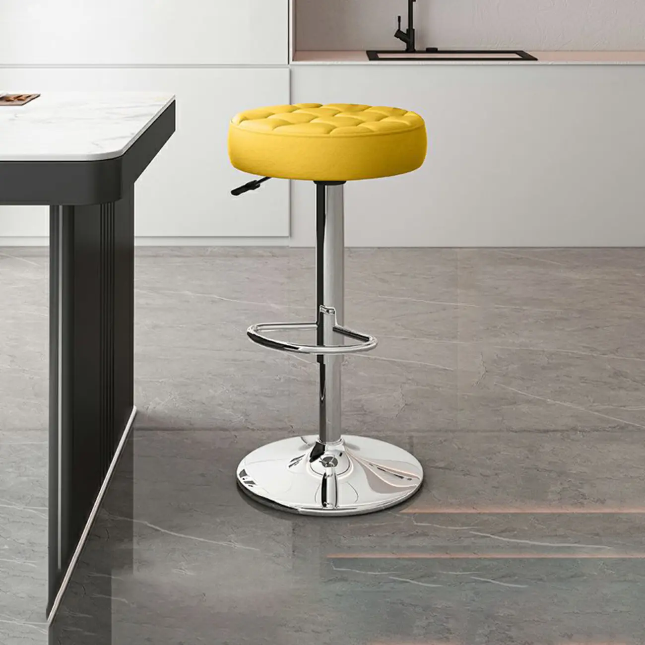 Stylish Upholstered Swivel Bar Stools with Backrest for Kitchen Image - 22 | homeyfad