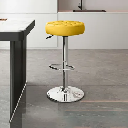 Stylish Upholstered Swivel Bar Stools with Backrest for Kitchen Image - 22