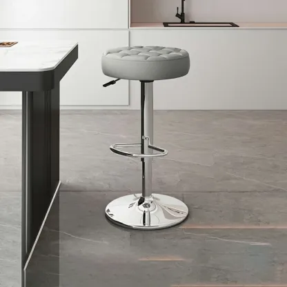 Stylish Upholstered Swivel Bar Stools with Backrest for Kitchen Image - 25