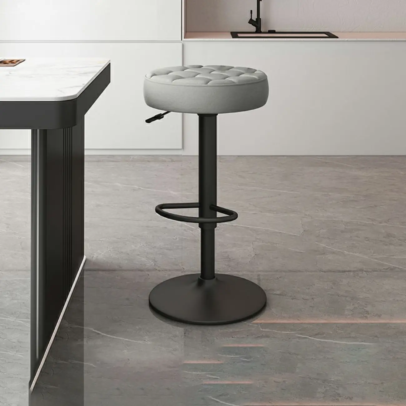 Stylish Upholstered Swivel Bar Stools with Backrest for Kitchen Image - 26 | homeyfad