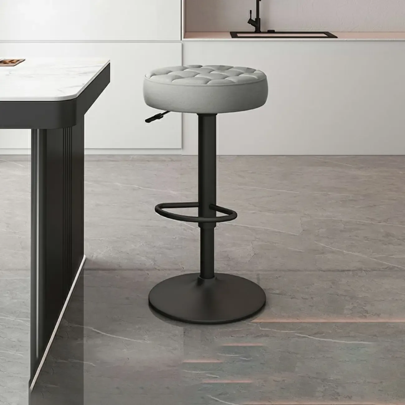 Stylish Upholstered Swivel Bar Stools with Backrest for Kitchen Image - 26