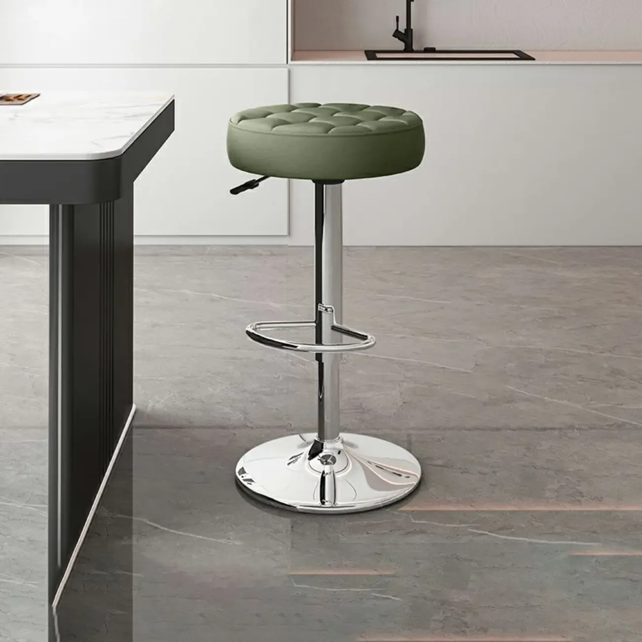 Stylish Upholstered Swivel Bar Stools with Backrest for Kitchen Image - 27