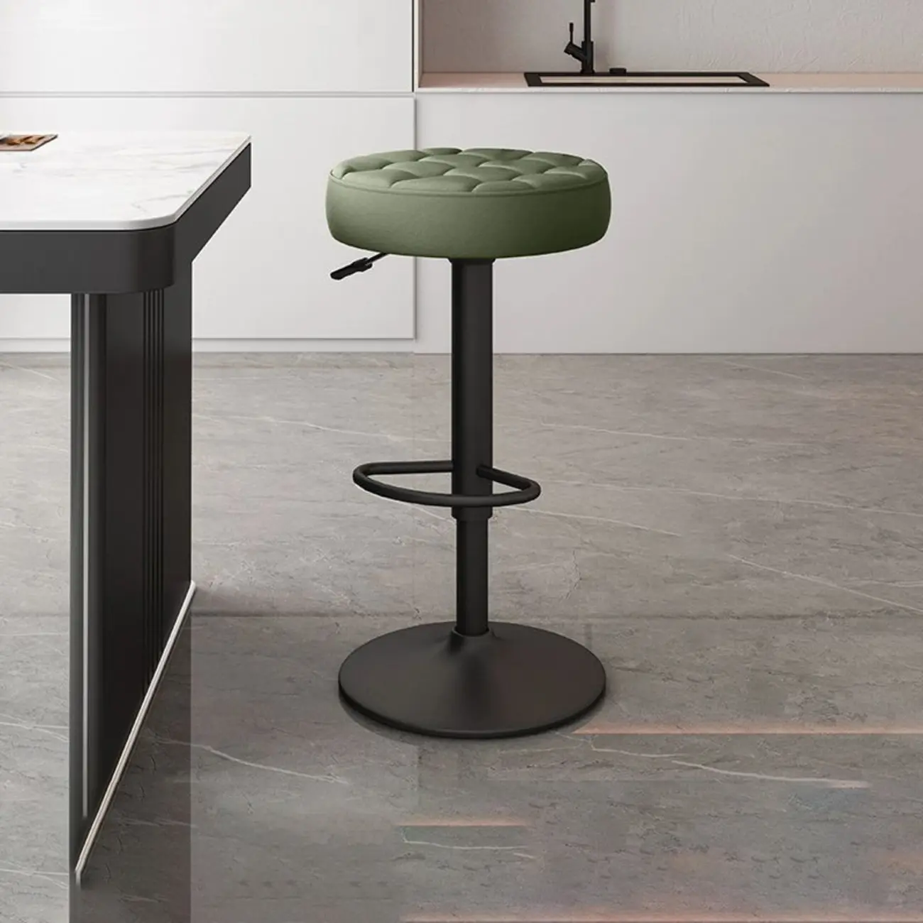 Stylish Upholstered Swivel Bar Stools with Backrest for Kitchen Image - 28 | homeyfad