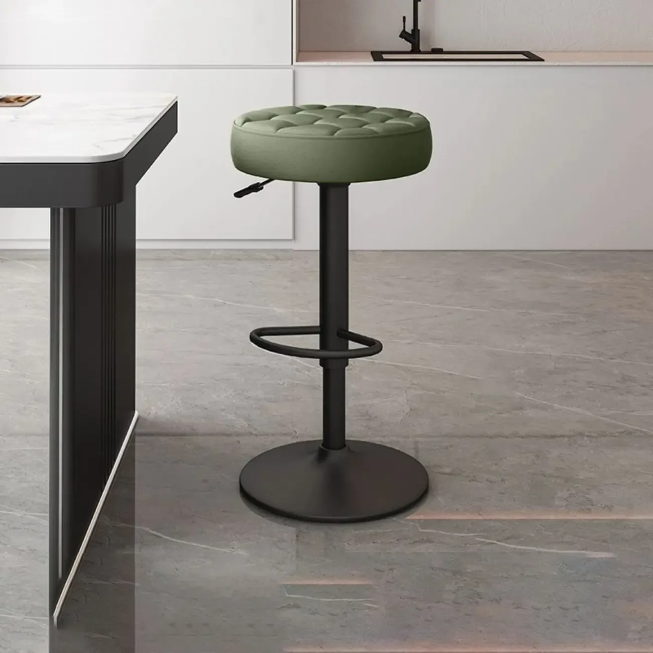 Stylish Upholstered Swivel Bar Stools with Backrest for Kitchen Image - 28