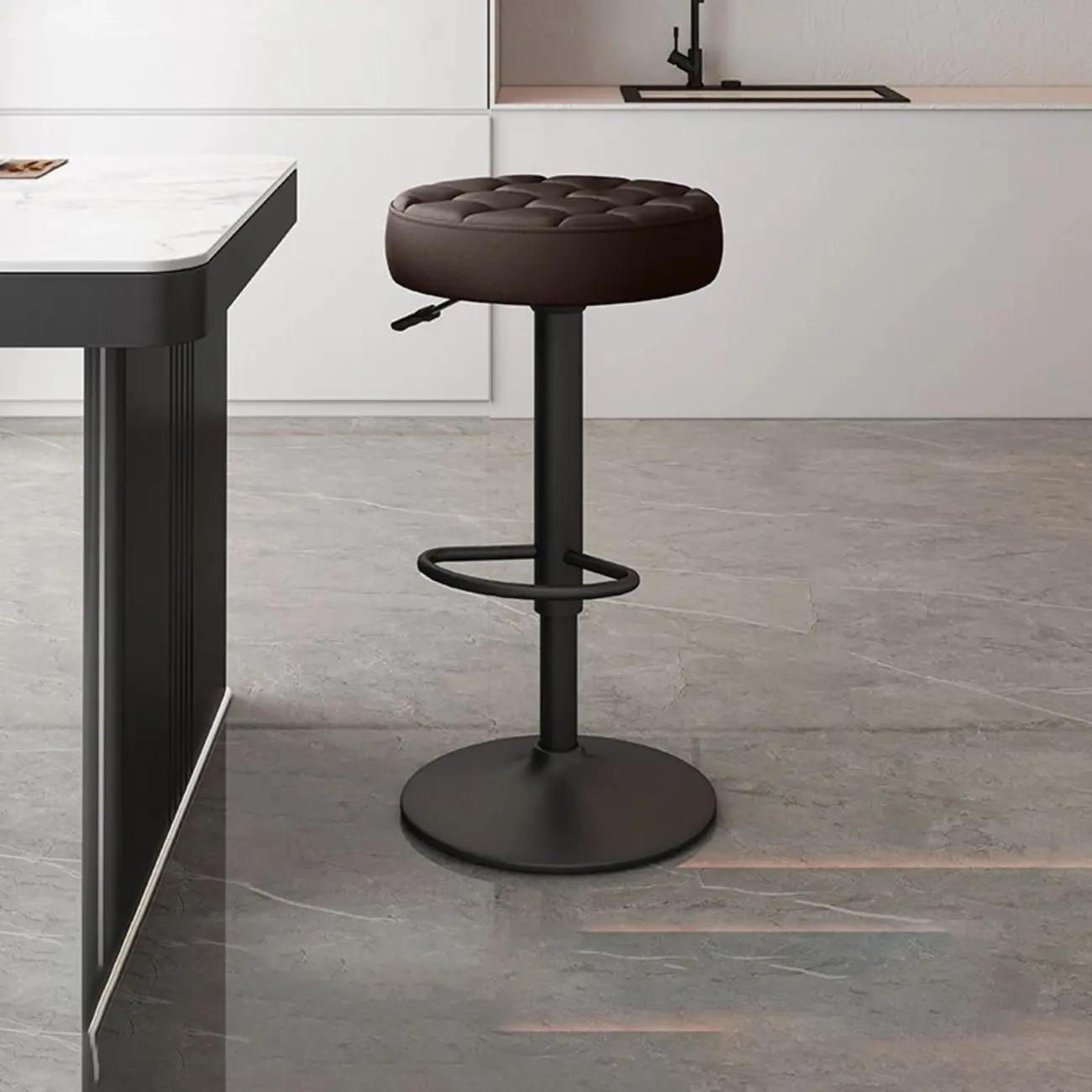 Stylish Upholstered Swivel Bar Stools with Backrest for Kitchen Image - 30 | homeyfad