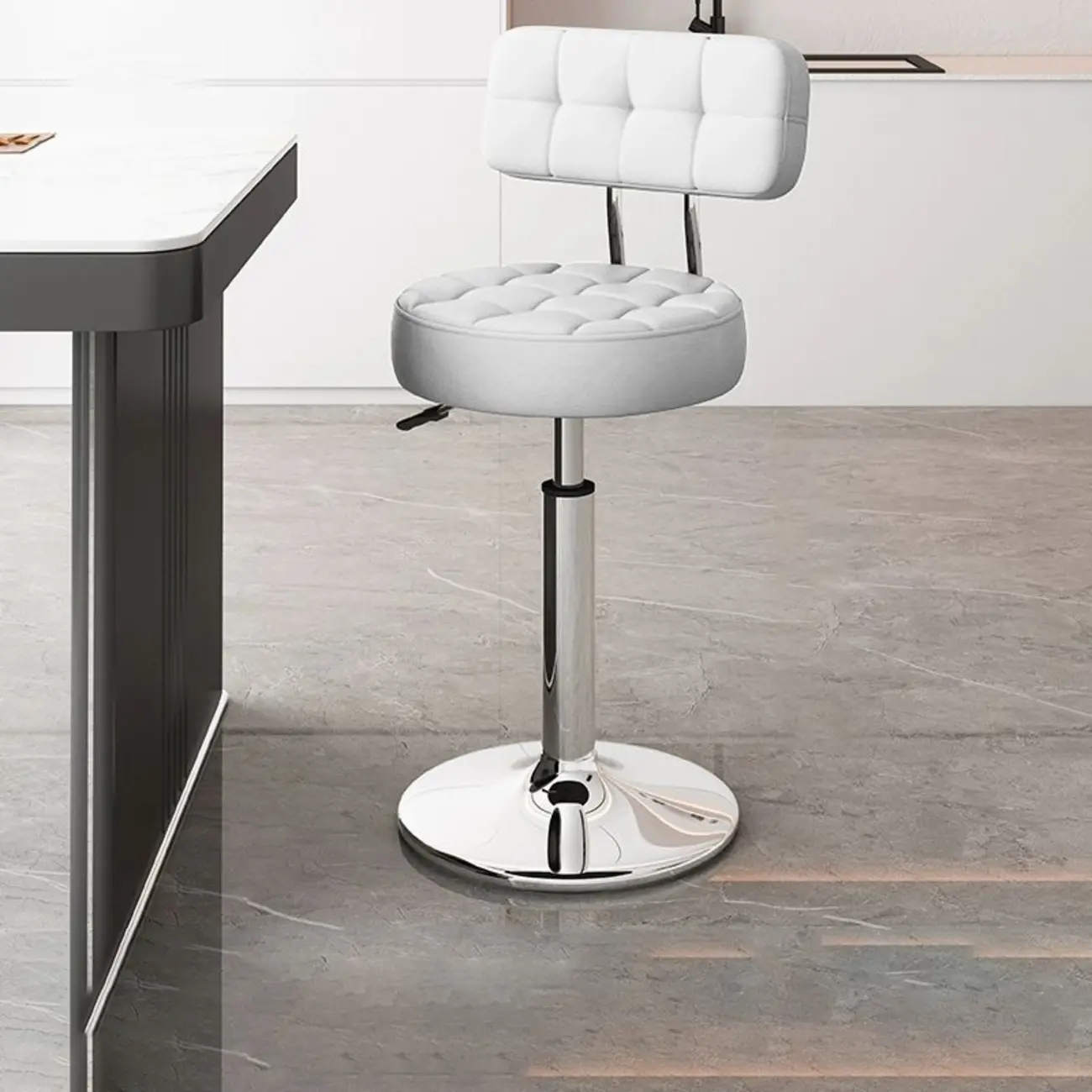 Stylish Upholstered Swivel Bar Stools with Backrest for Kitchen Image - 31 | homeyfad