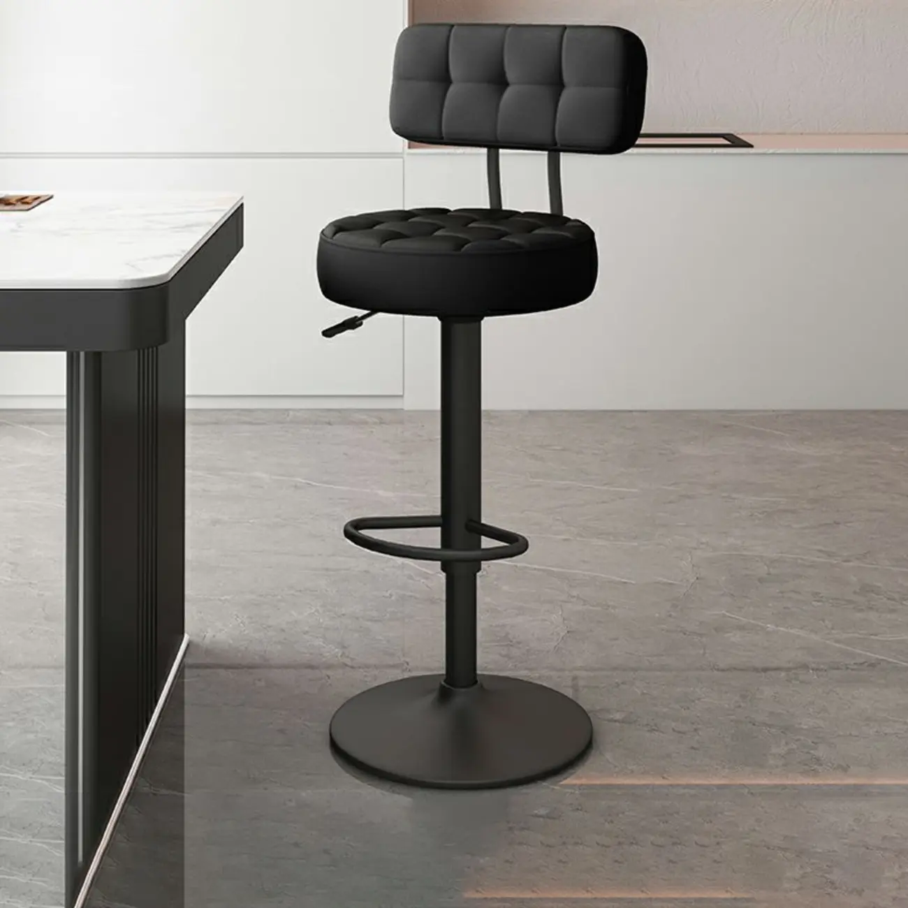 Stylish Upholstered Swivel Bar Stools with Backrest for Kitchen Image - 36 | homeyfad