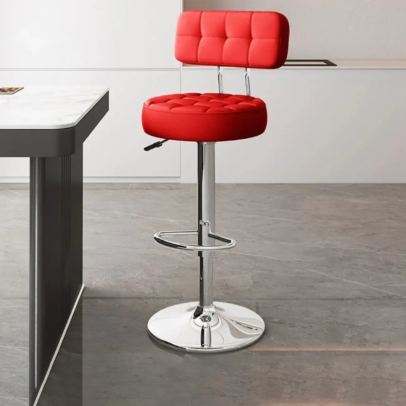 Stylish Upholstered Swivel Bar Stools with Backrest for Kitchen Image - 38