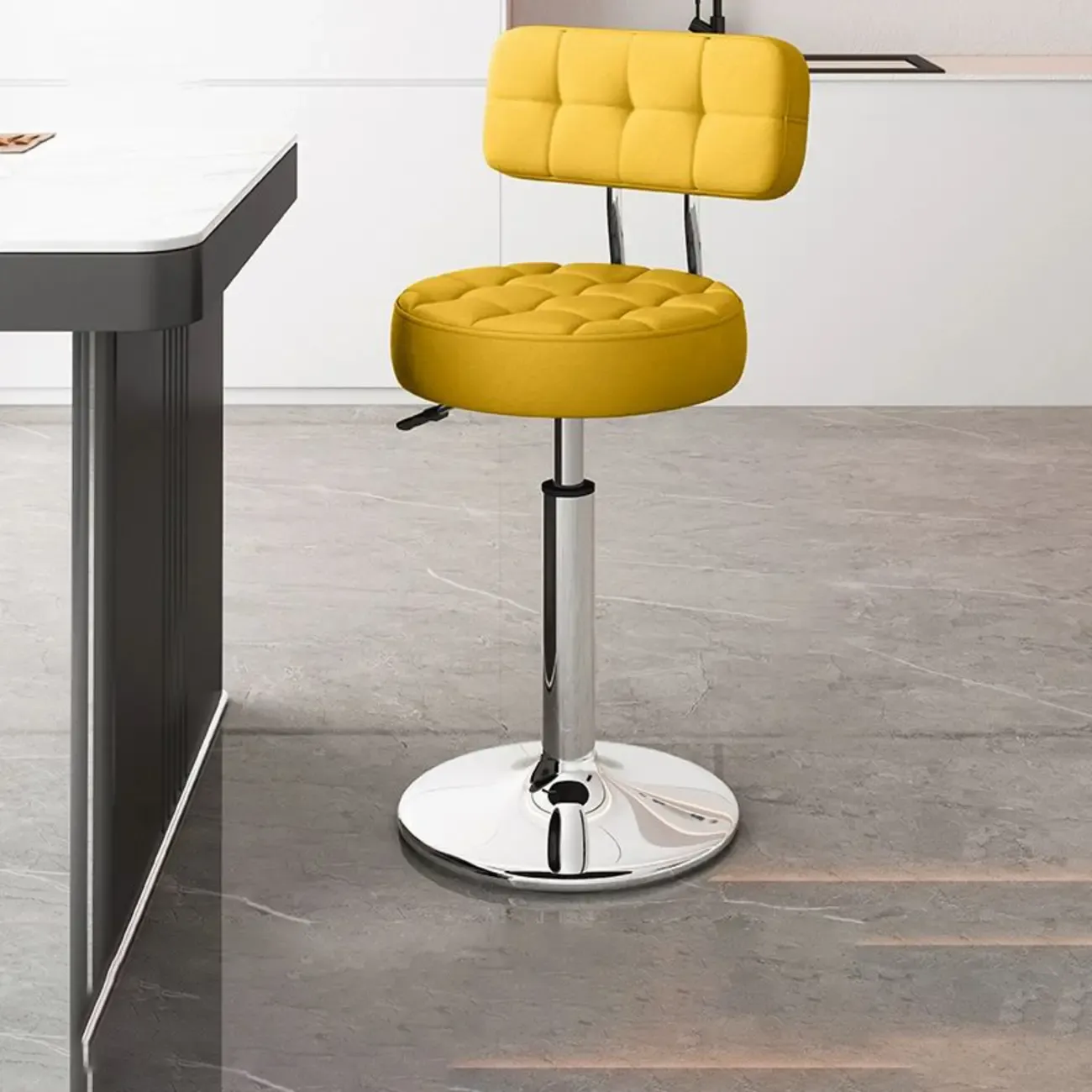 Stylish Upholstered Swivel Bar Stools with Backrest for Kitchen Image - 40