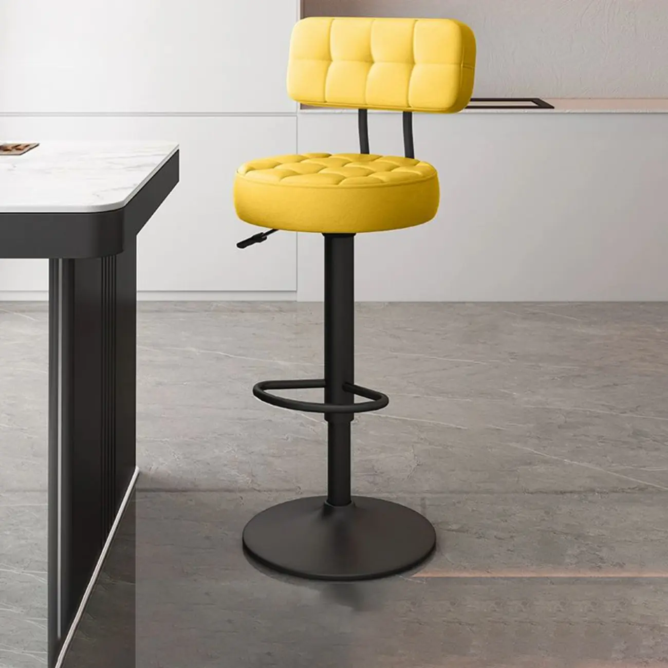 Stylish Upholstered Swivel Bar Stools with Backrest for Kitchen Image - 42 | homeyfad