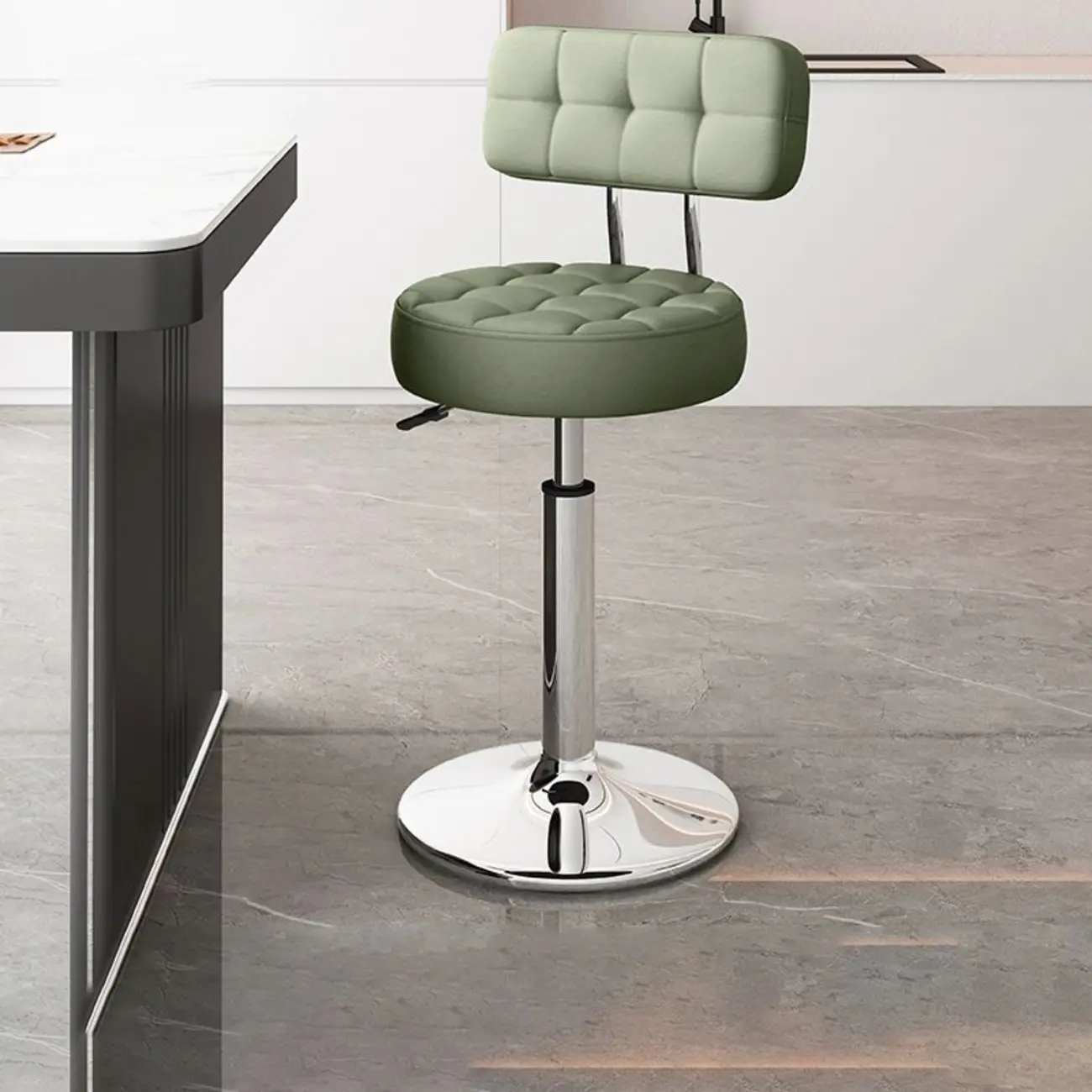 Stylish Upholstered Swivel Bar Stools with Backrest for Kitchen Image - 46 | homeyfad