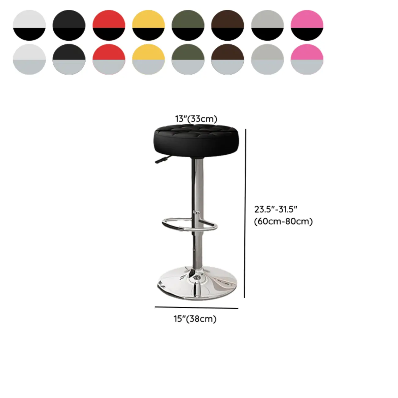 Stylish Upholstered Swivel Bar Stools with Backrest for Kitchen #size