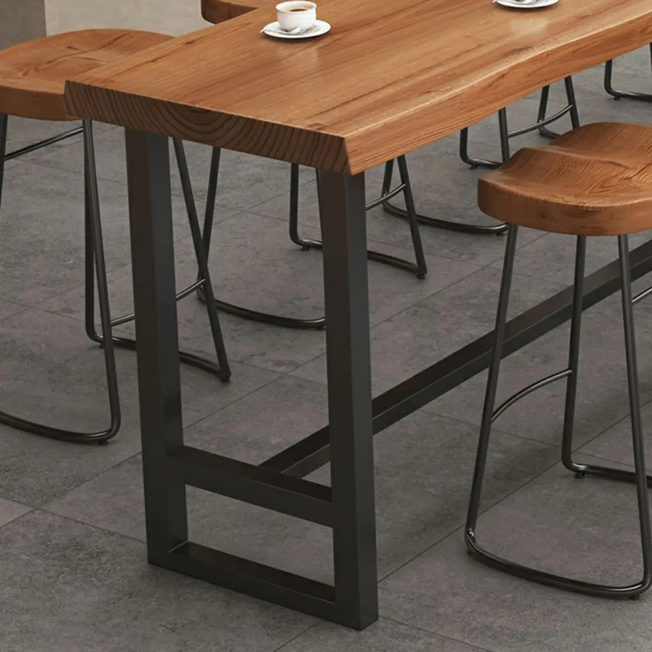 Nordic Brown Wood Rectangular Large Bar Height Table Image - 12 | homeyfad