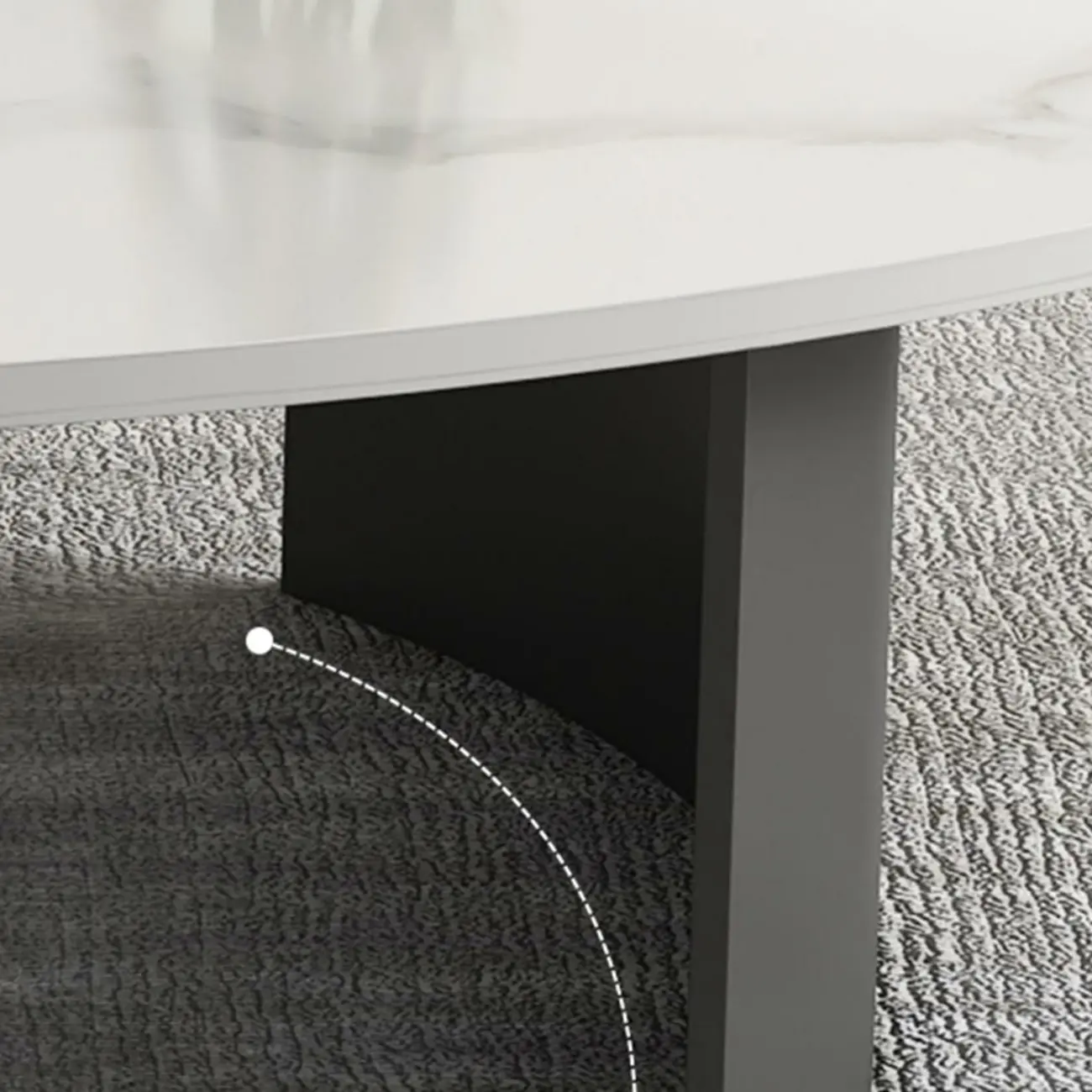 Oval Stone Top Scratch Resistant Iron Base Coffee Table Image - 9 | homeyfad