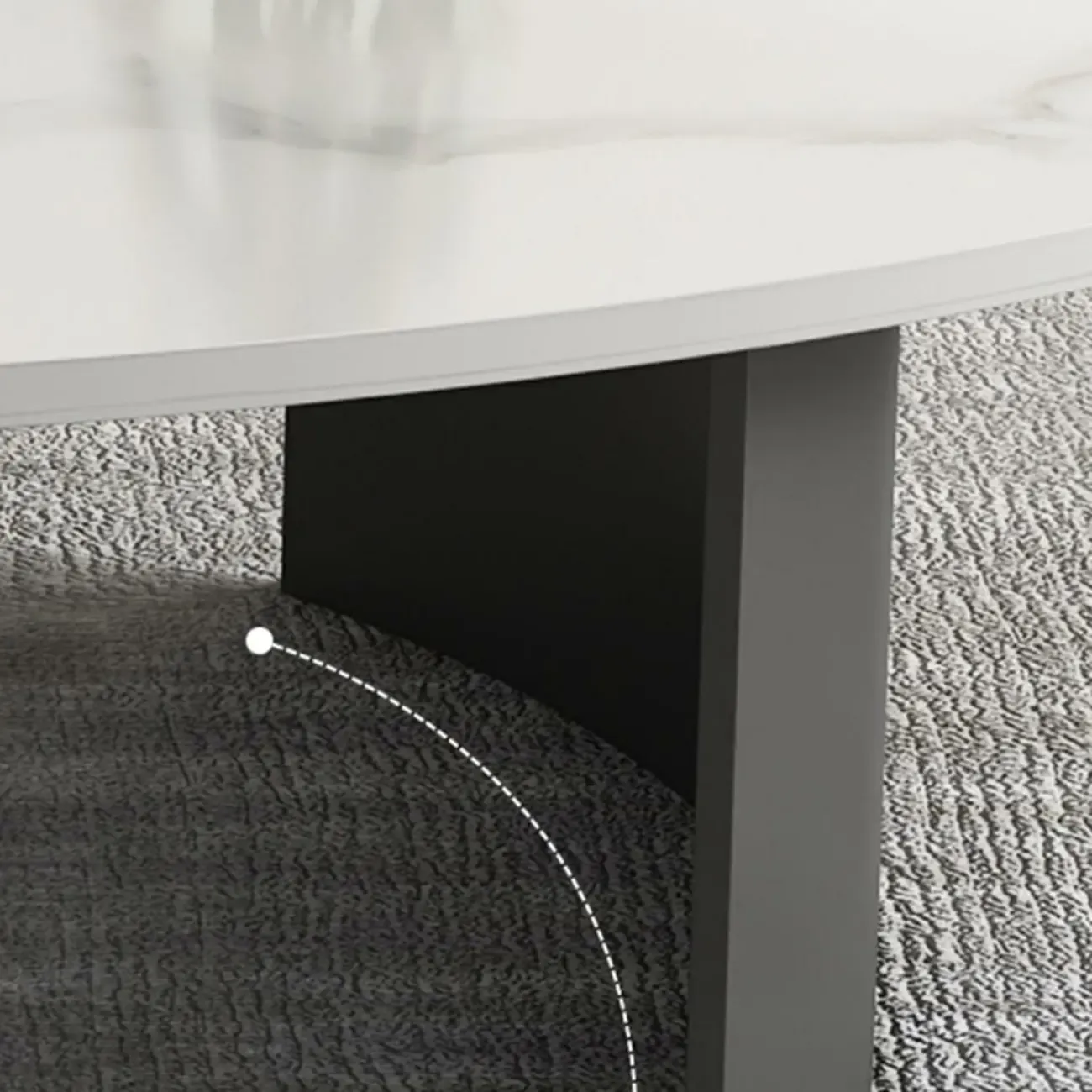 Oval Stone Top Scratch Resistant Iron Base Coffee Table Image - 9