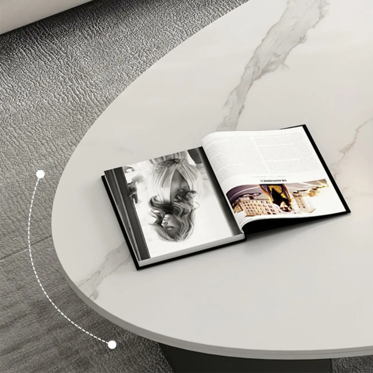 Oval Stone Top Scratch Resistant Iron Base Coffee Table Image - 10 | homeyfad