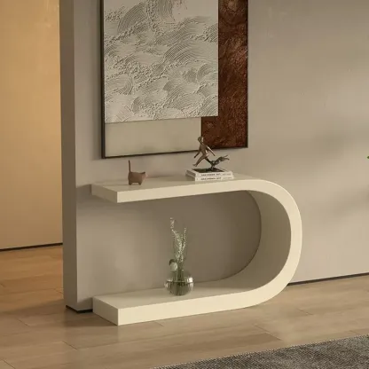 U-Shaped Metal White Narrow Console Table Image - 1