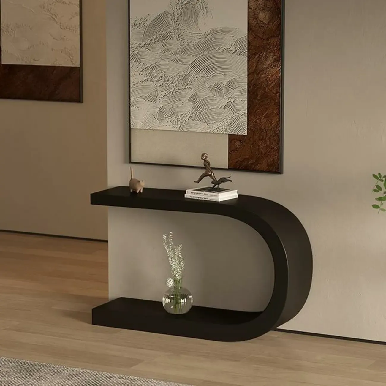 U-Shaped Metal White Narrow Console Table Image - 2