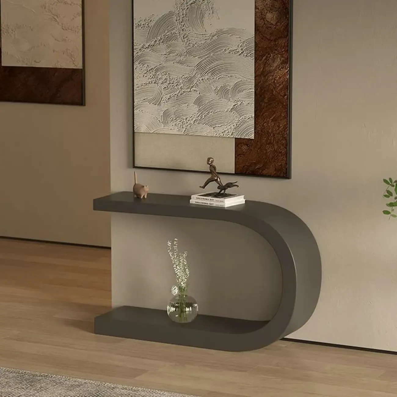 U-Shaped Metal White Narrow Console Table Image - 4