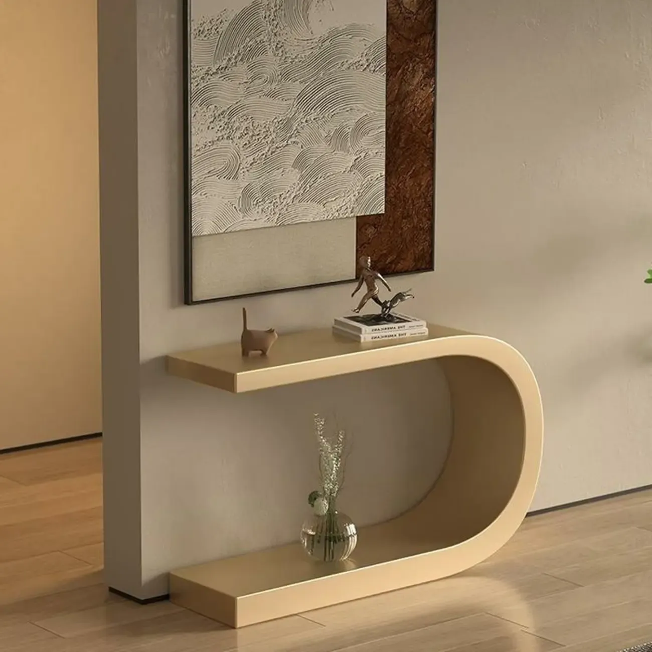 U-Shaped Metal White Narrow Console Table Image - 6