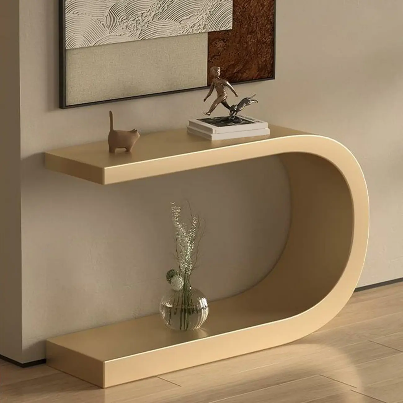 U-Shaped Metal White Narrow Console Table Image - 7 | homeyfad