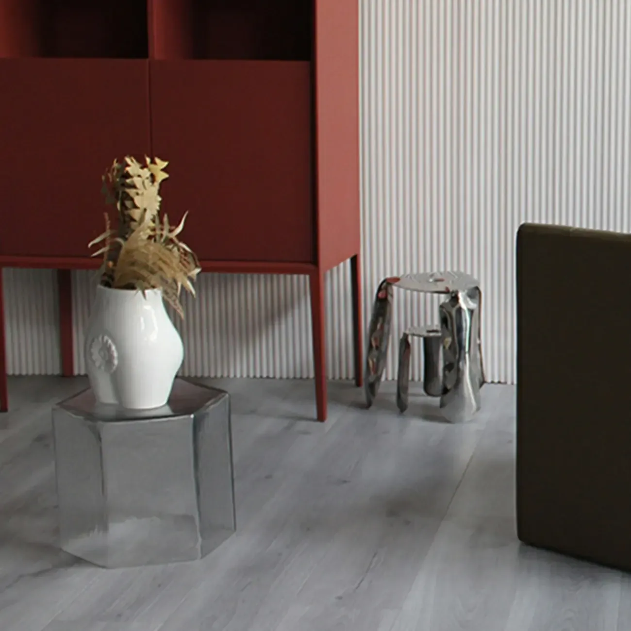 Modern Glass Hexagon End Table with Colorful for Living Room Image - 5