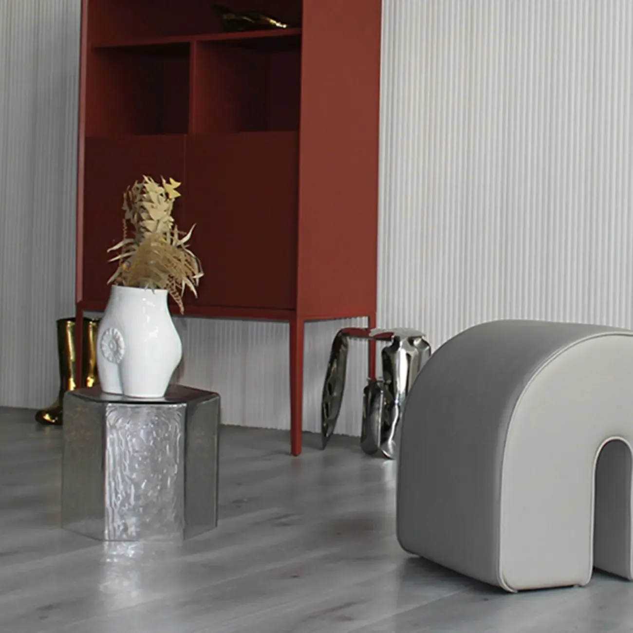 Modern Glass Hexagon End Table with Colorful for Living Room Image - 6