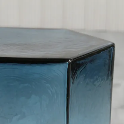 Modern Glass Hexagon End Table with Colorful for Living Room Image - 11